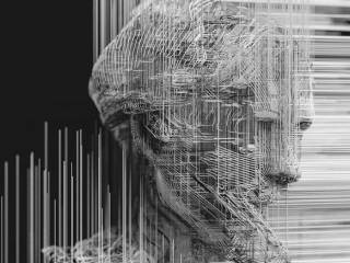 obrys hlavy vytvořený z tenkých linií